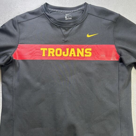 USC Trojans Sweatshirt Mens Large Black NCAA Football Nike Pullover Crewneck - Picture 1 of 8